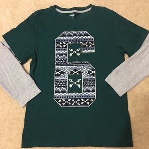 Gymboree green shirt gray thermal sleeves arrows